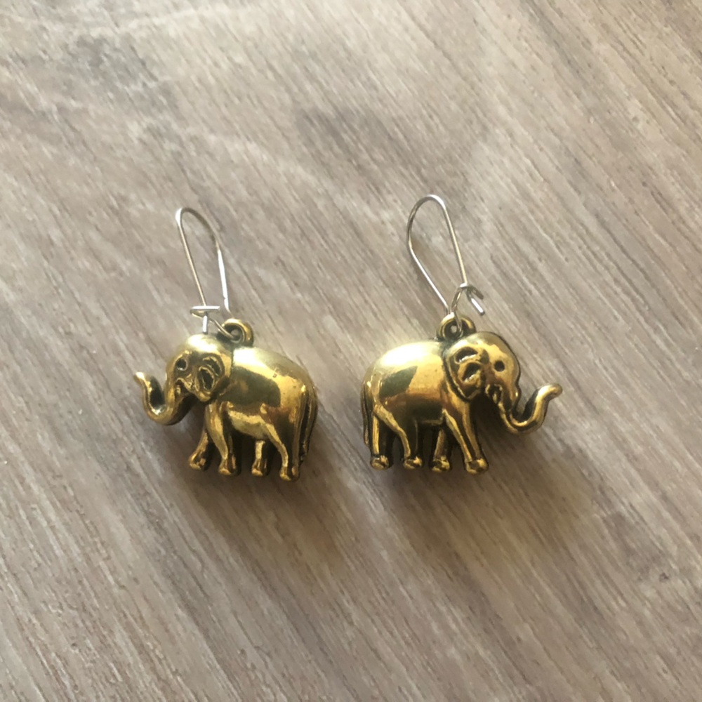 Gold Elephant Earrings